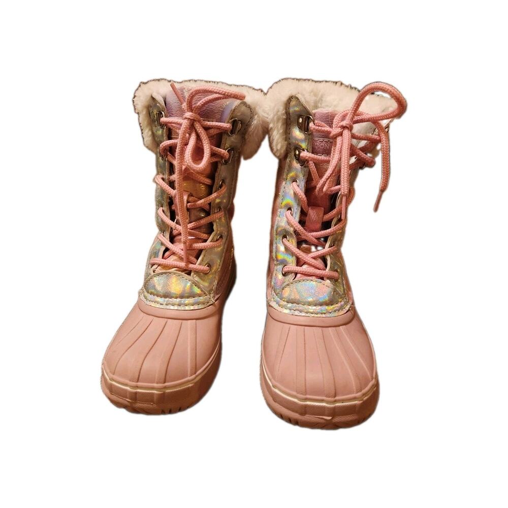 London Fog Girls Rainbow Fur Lace Up Winter Snow Boots Size 12